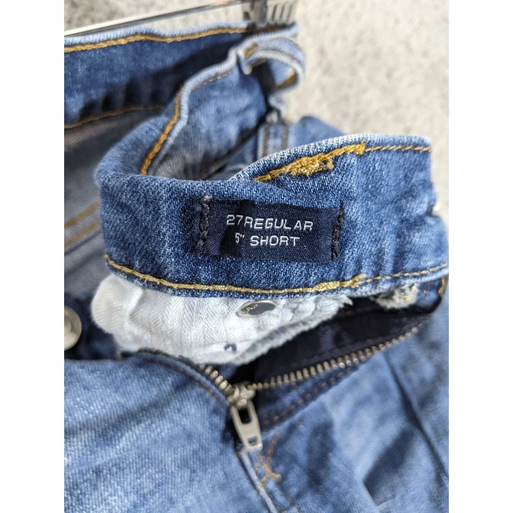 GAP Denim Short Womens 27 Blue Medium Wash Stretch Pockets Distressed Frayed Hem